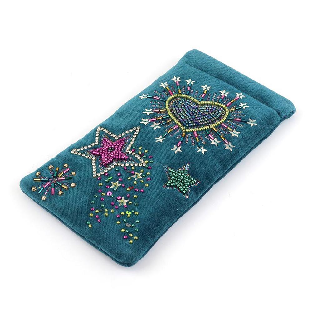 Peace of Mind Glasses Case Starburst Velvet Purple Mix Emb Night Sky
